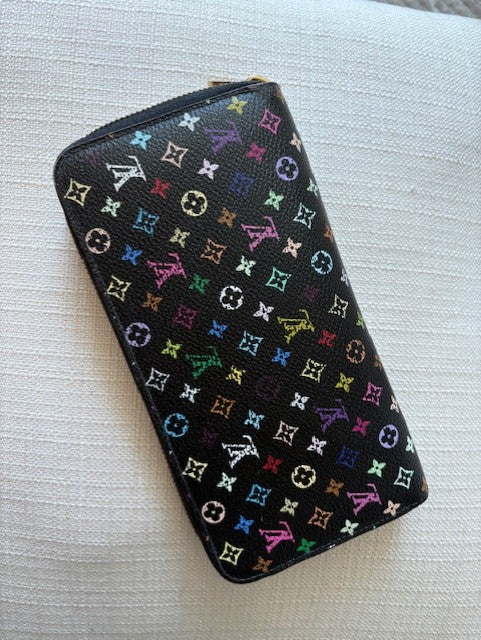 Louis Vuitton Black Multicolor Zippy Wallet