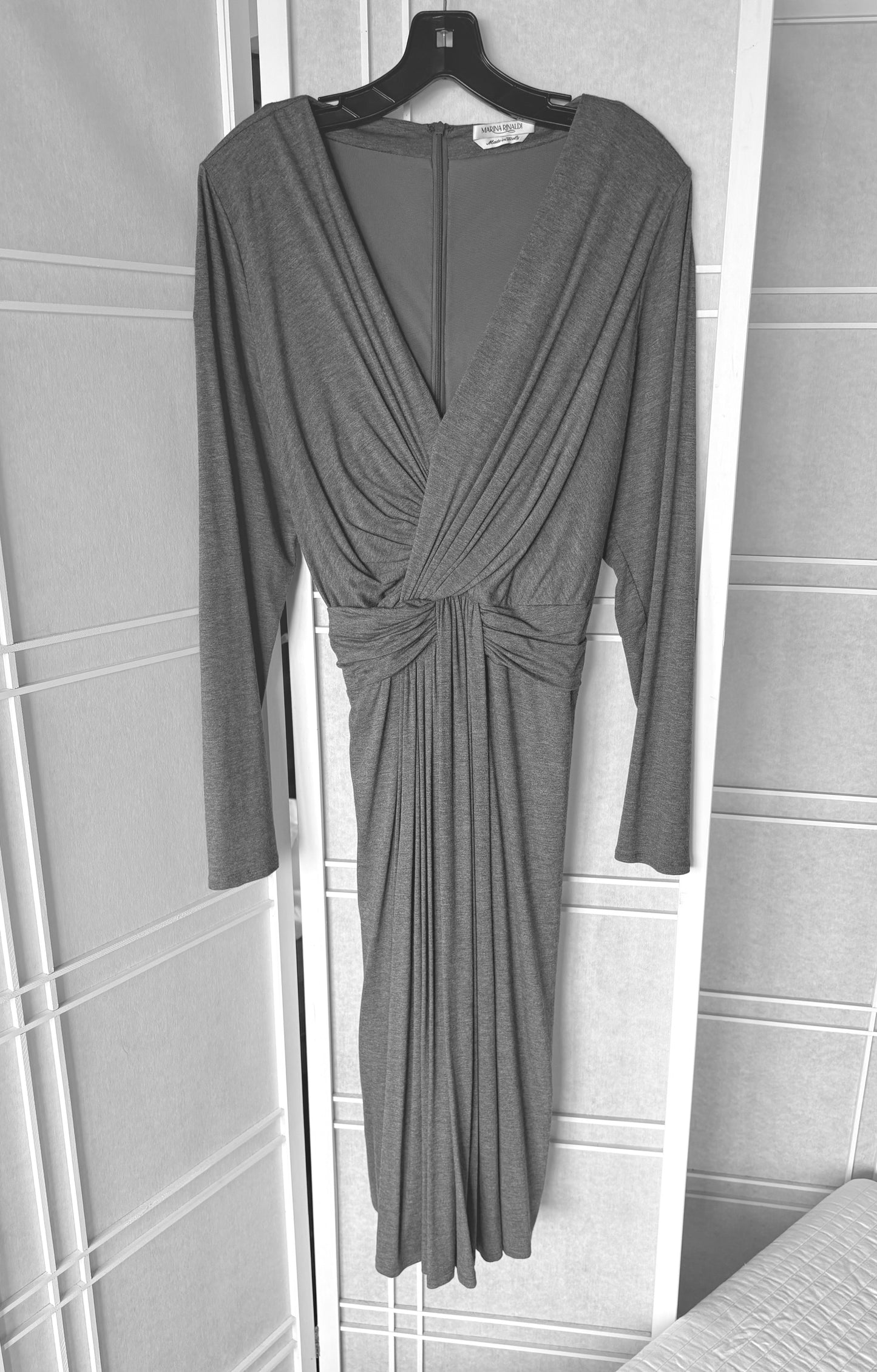 Marina Rinaldi Grey Jersey Wrap Style Dress Plus Size L New