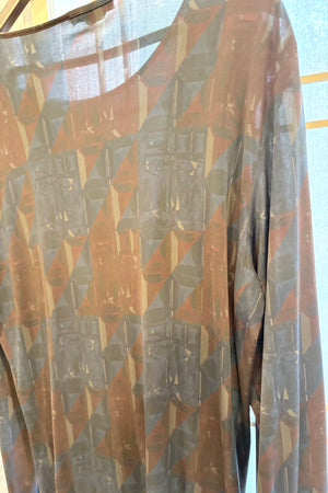 Marina Rinaldi Sport Brown & Blue Abstract Pattern, Wrap Style Dress Size L / 16