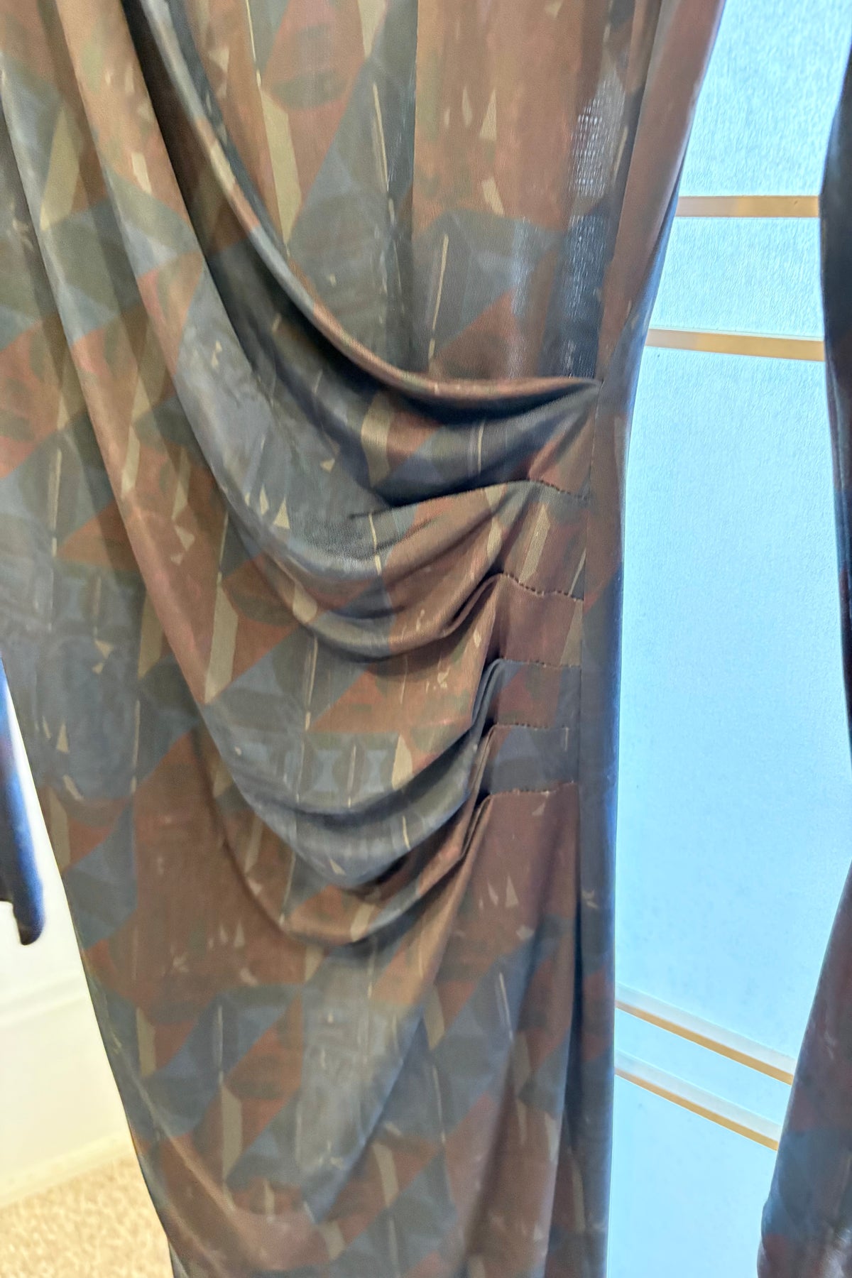 Marina Rinaldi Sport Brown & Blue Abstract Pattern, Wrap Style Dress Size L / 16