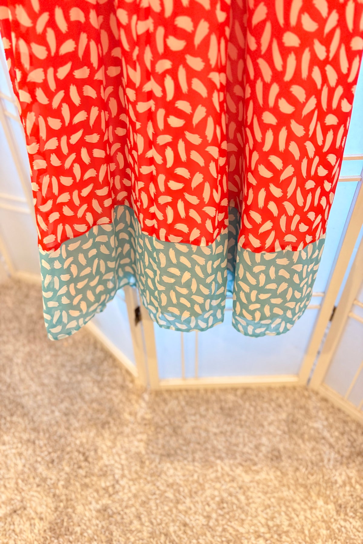 BODEN Blood Orange & Turquoise Brush Stroke Sleeveless Dress Size US 16