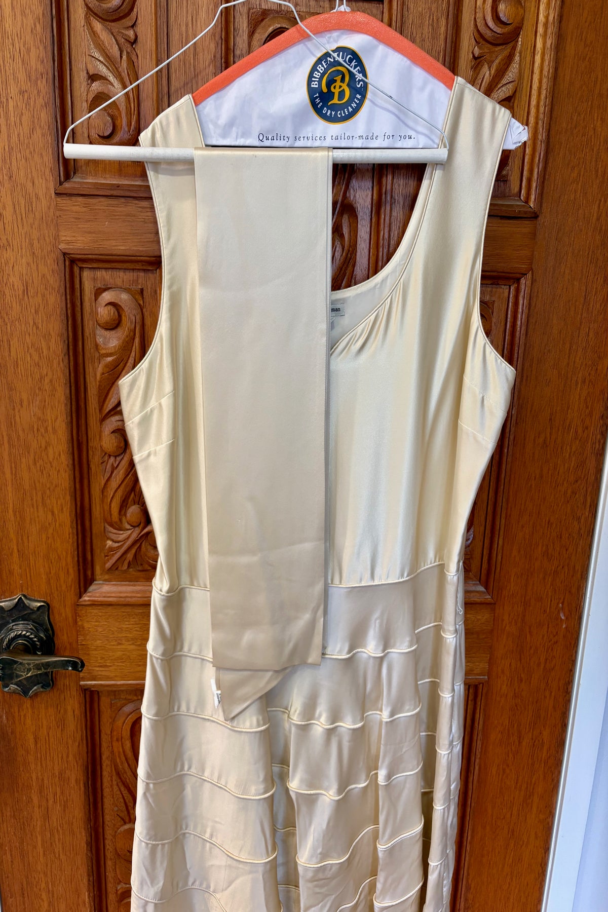 J. Peterman Cream Satin Dress Size 18