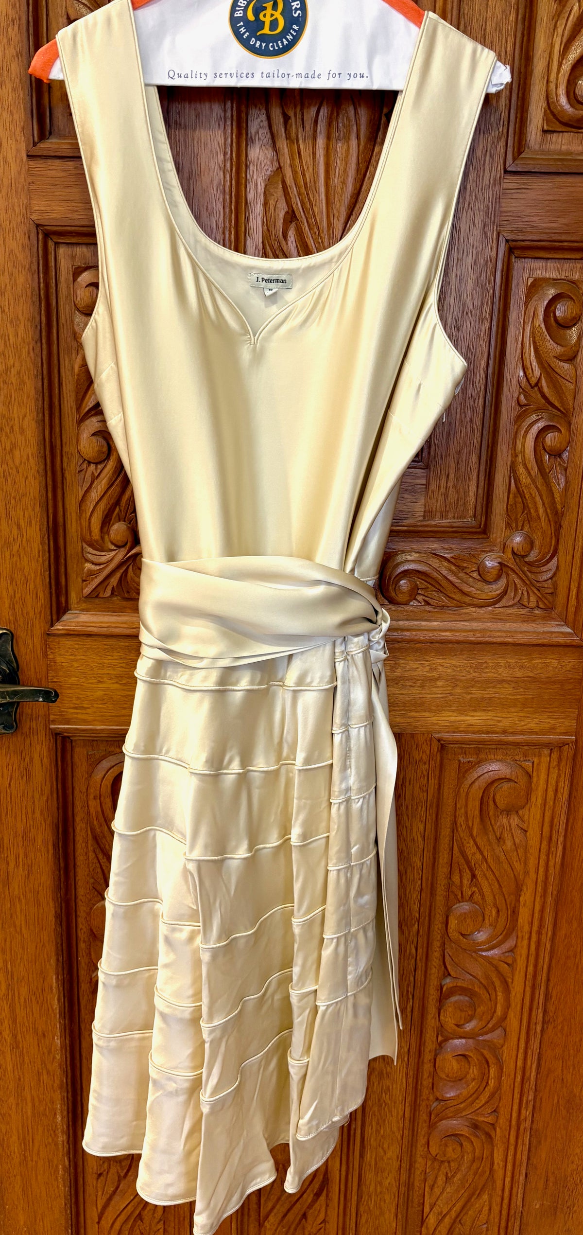 J. Peterman Cream Satin Dress Size 18
