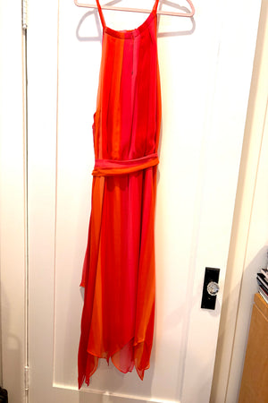 Lauren by Ralph Lauren Orange & Pink 100% Silk Dress Size 16