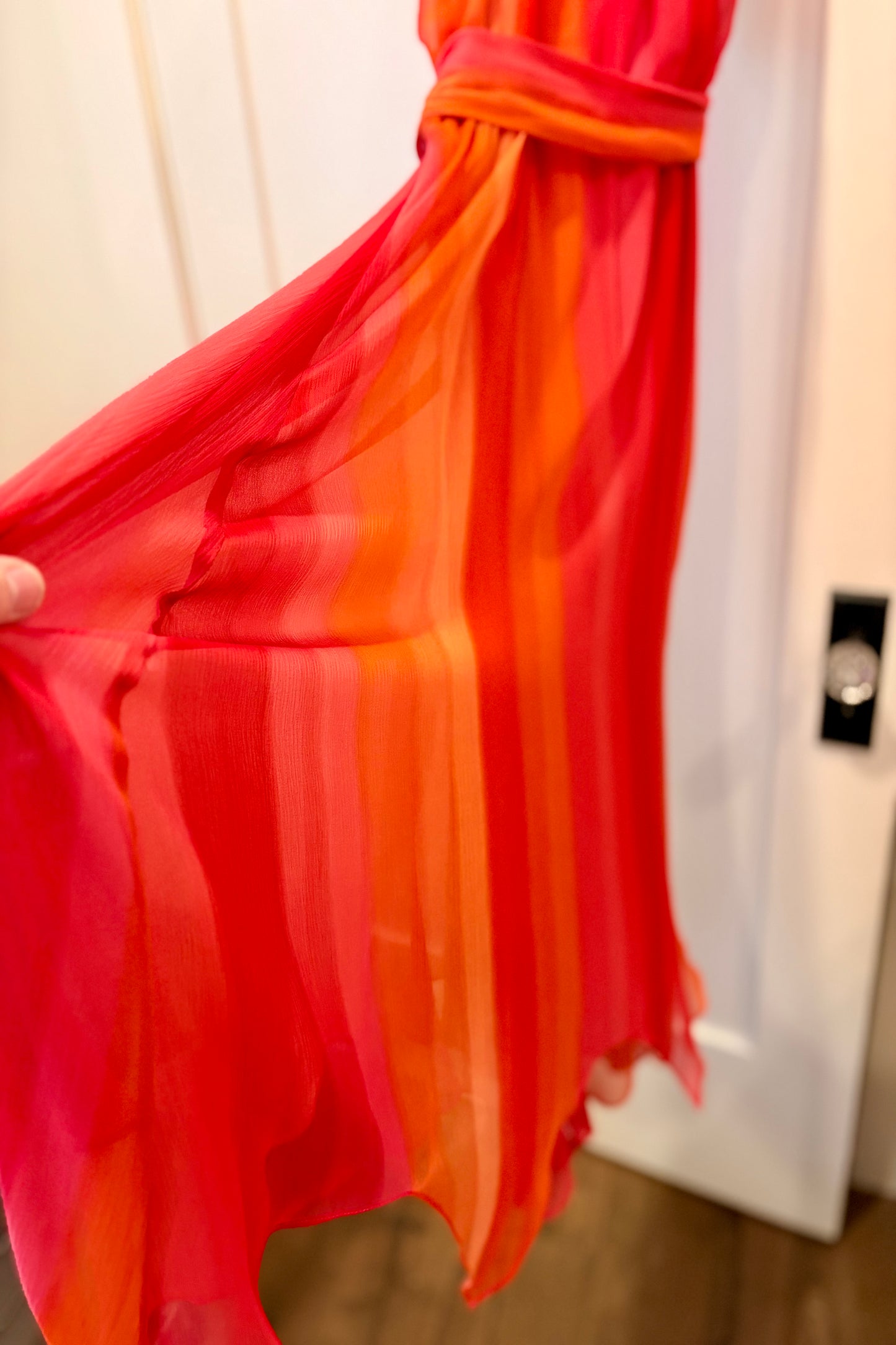 Lauren by Ralph Lauren Orange & Pink 100% Silk Dress Size 16