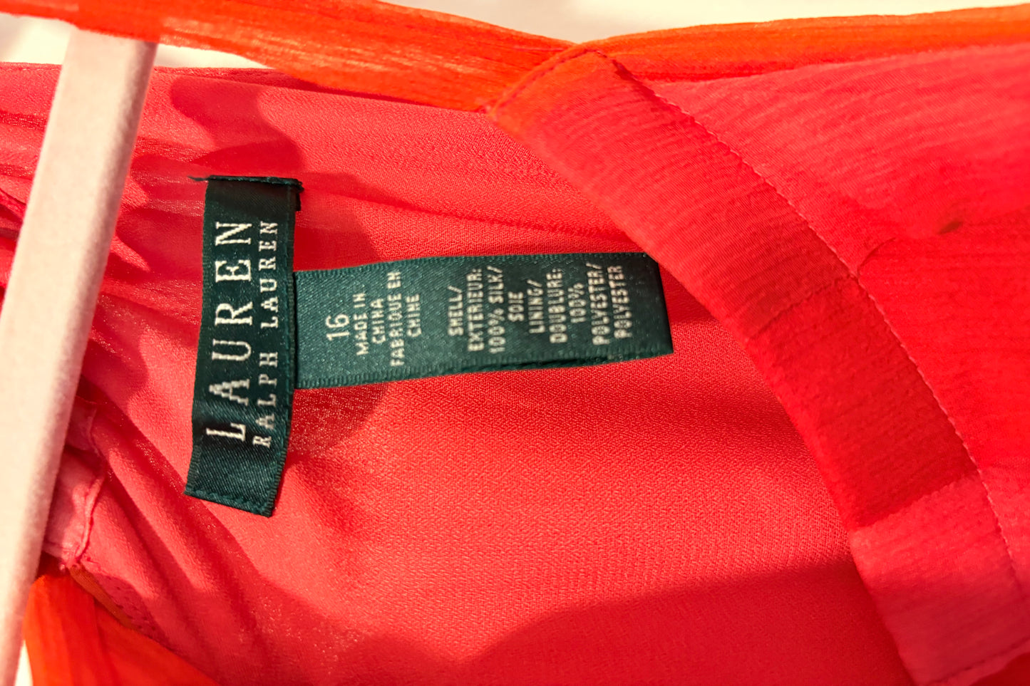 Lauren by Ralph Lauren Orange & Pink 100% Silk Dress Size 16