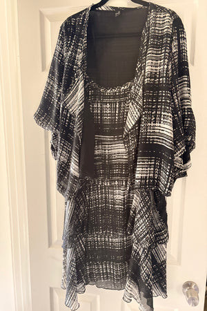 Yoek Black & White Dress & Jacket Plus Size L