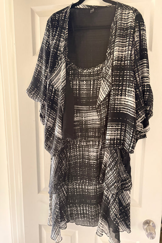 Yoek Black & White Dress & Jacket Plus Size L