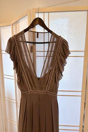 Wrap London Empire Style Taupe Dress Size 16