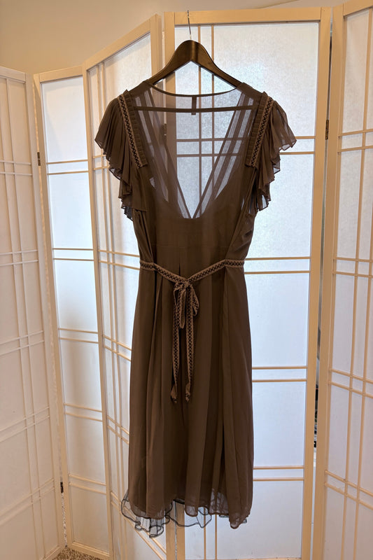 Wrap London Empire Style Taupe Dress Size 16