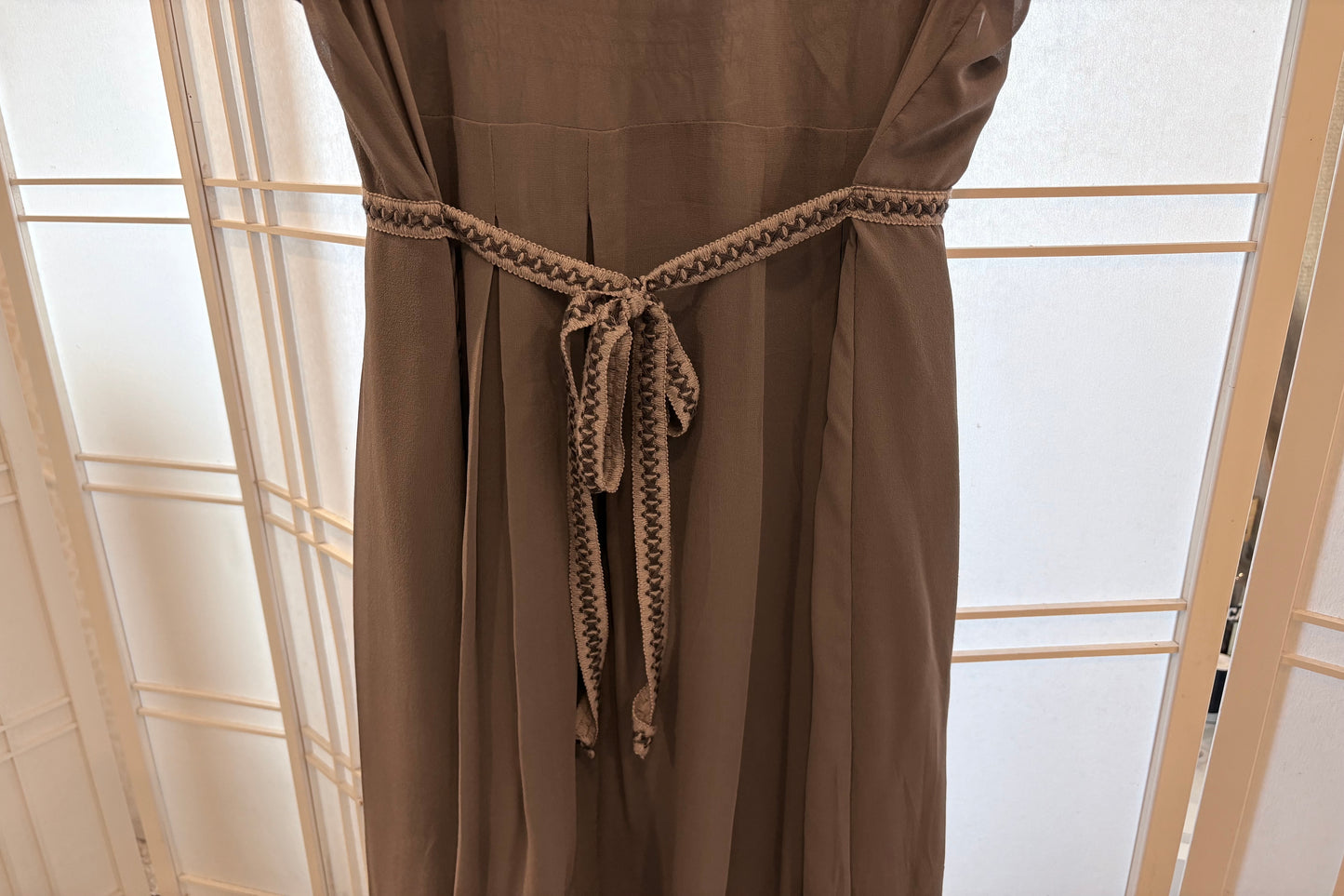 Wrap London Empire Style Taupe Dress Size 16