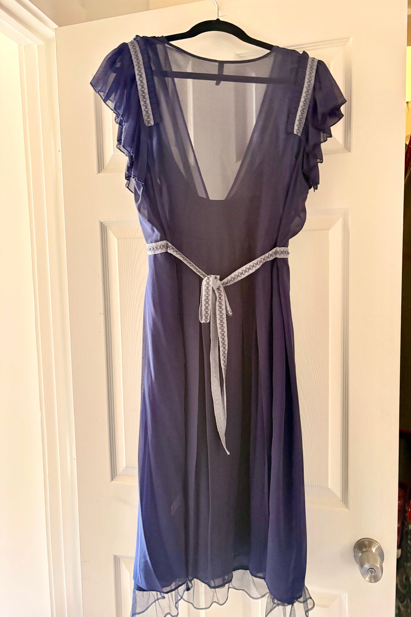 Wrap London Empire Sheer Blue Dress Size 16