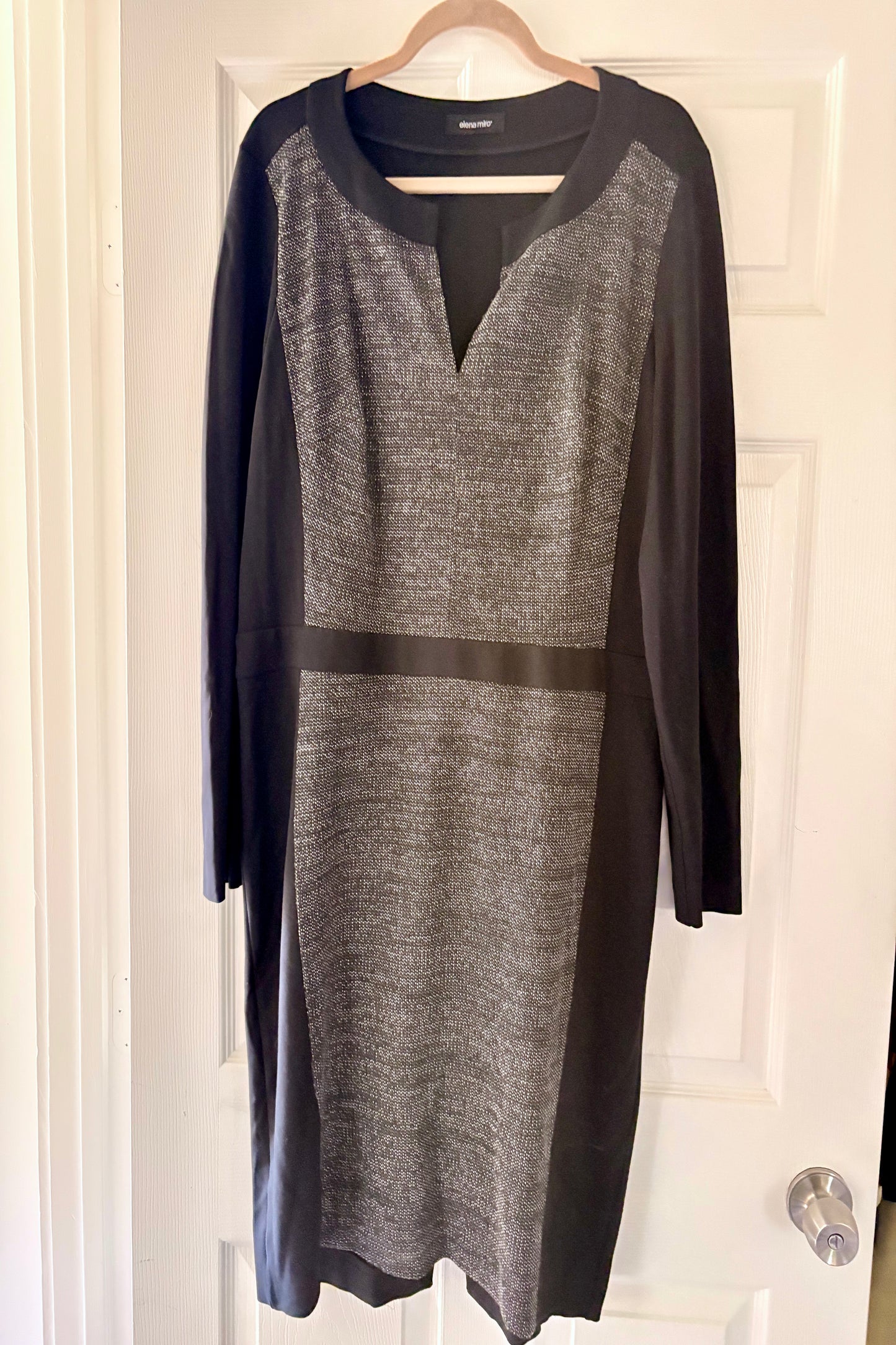 Elena Mirò Color Block Black & Tweed Dress Size US 16- 18