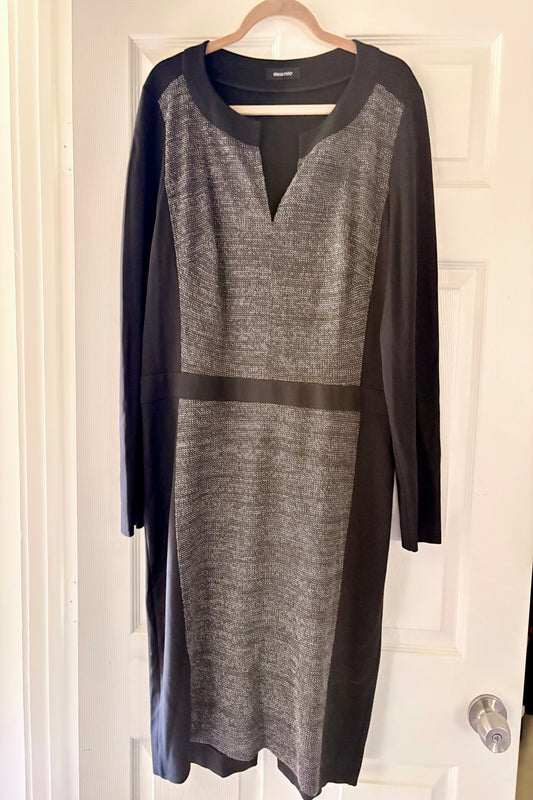 Elena Mirò Color Block Black & Tweed Dress Size US 16- 18