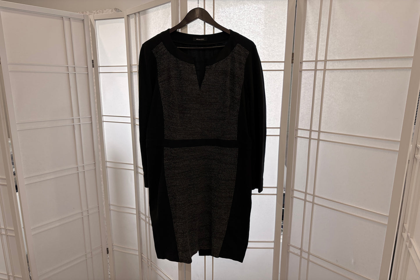 Elena Mirò Color Block Black & Tweed Dress Size US 16- 18