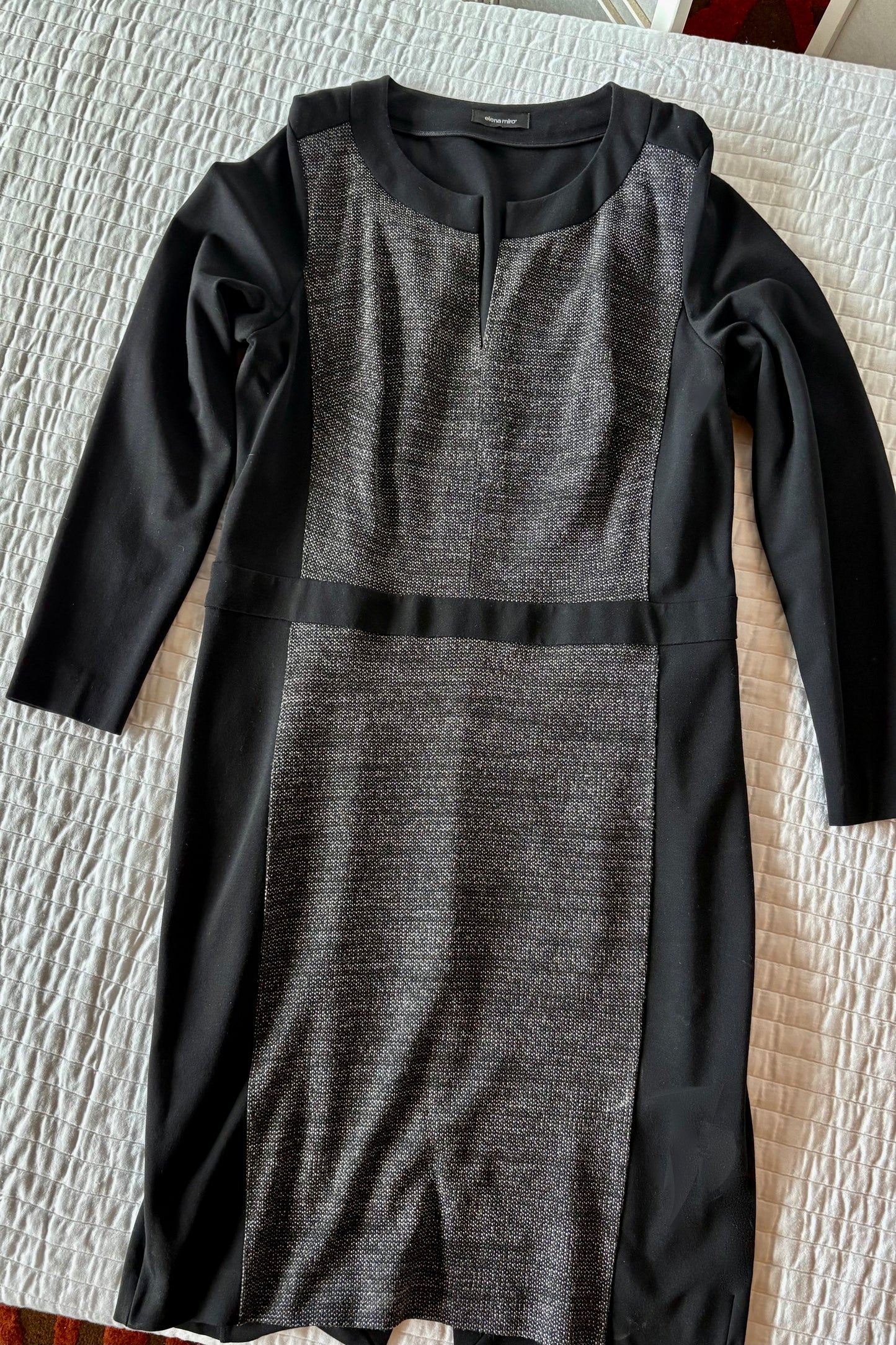 Elena Mirò Color Block Black & Tweed Dress Size US 16- 18