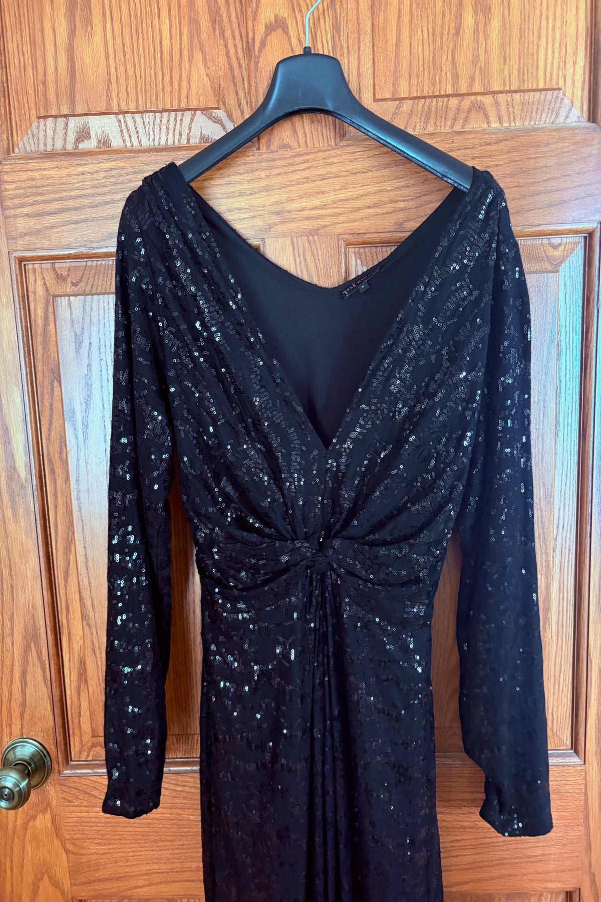 Yoek Black Label Long Black Sequin Dress Plus Size M