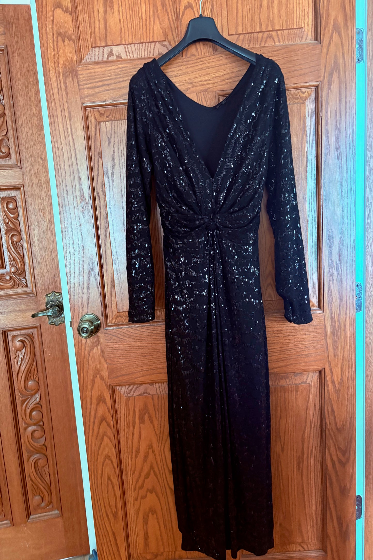 Yoek Black Label Long Black Sequin Dress Plus Size M