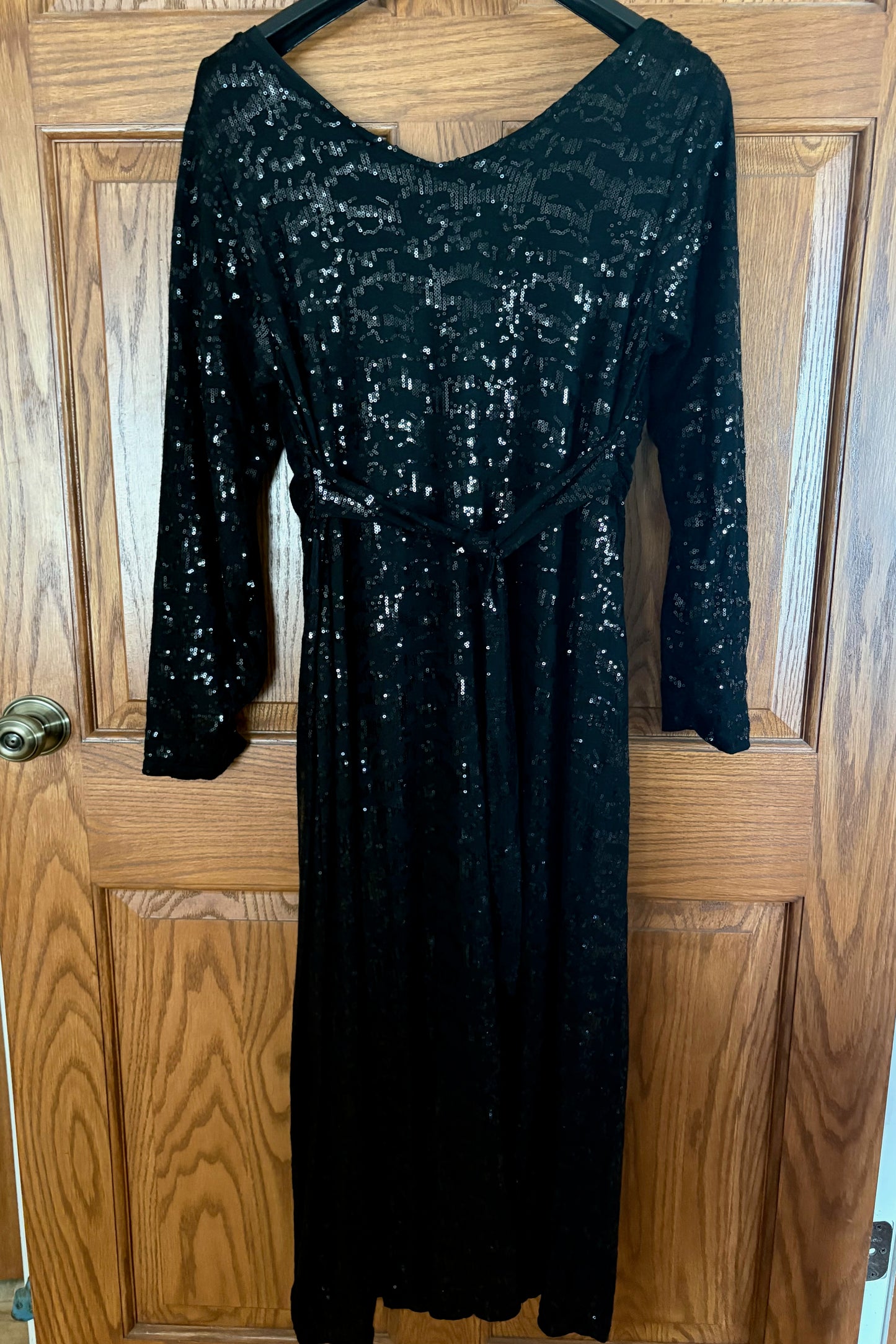 Yoek Black Label Long Black Sequin Dress Plus Size M