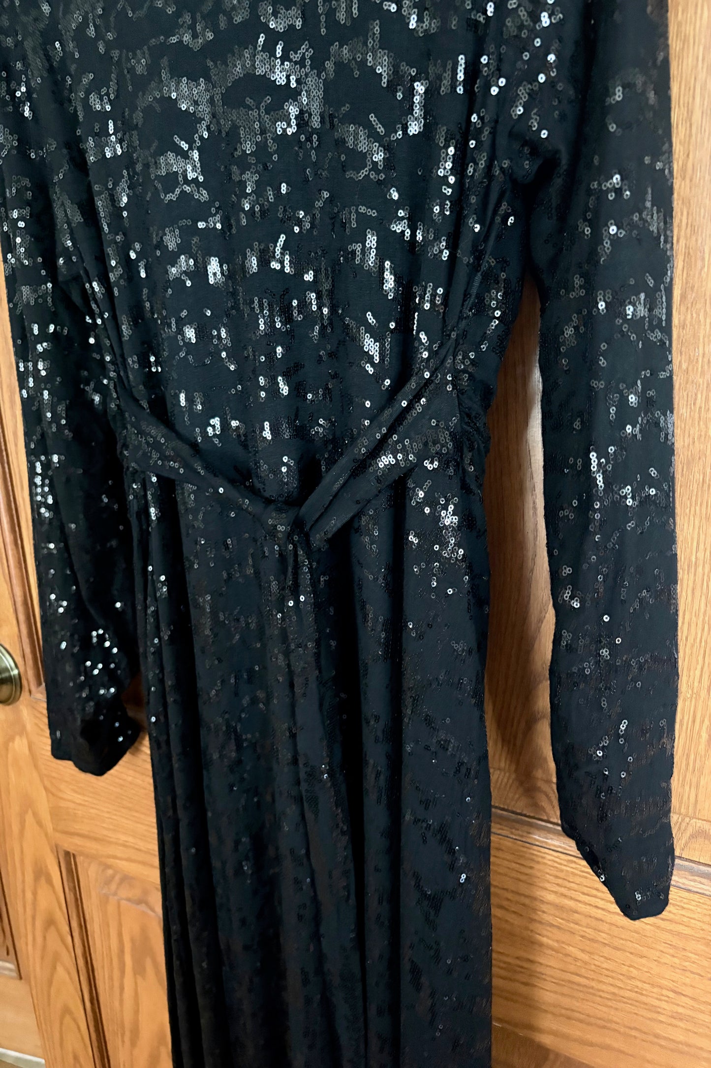 Yoek Black Label Long Black Sequin Dress Plus Size M
