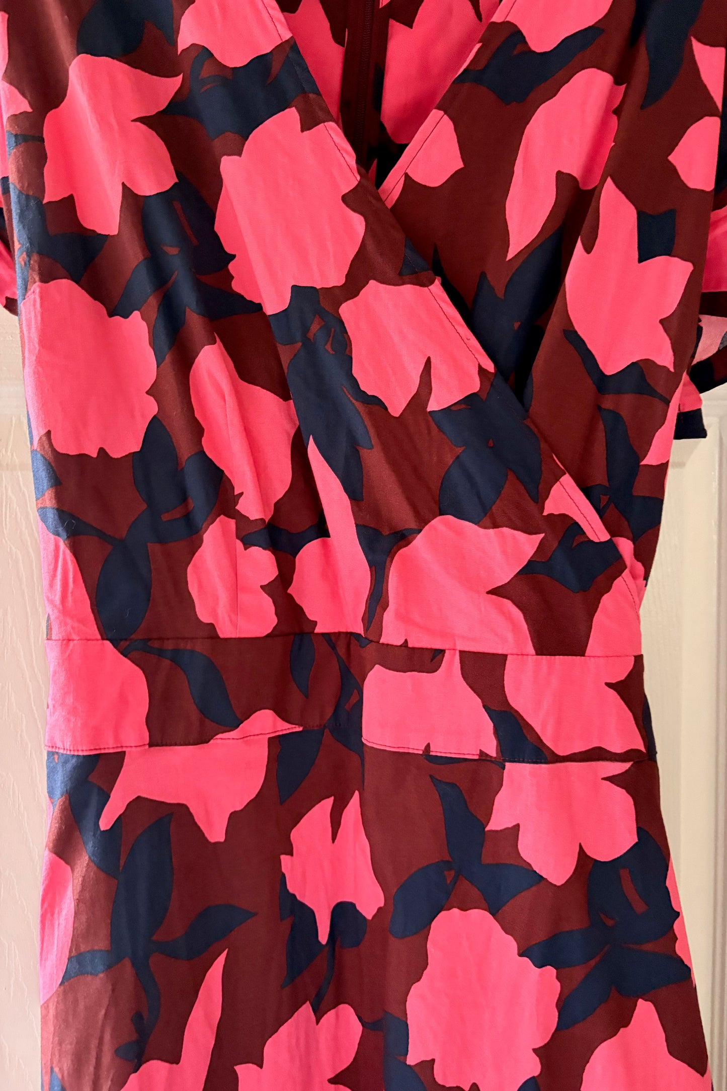 Boden Pink, Blue & Aubergine Wrap Style Dress