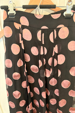 J. Peterman Black Skirt with Pink Polka Dots, Size 20