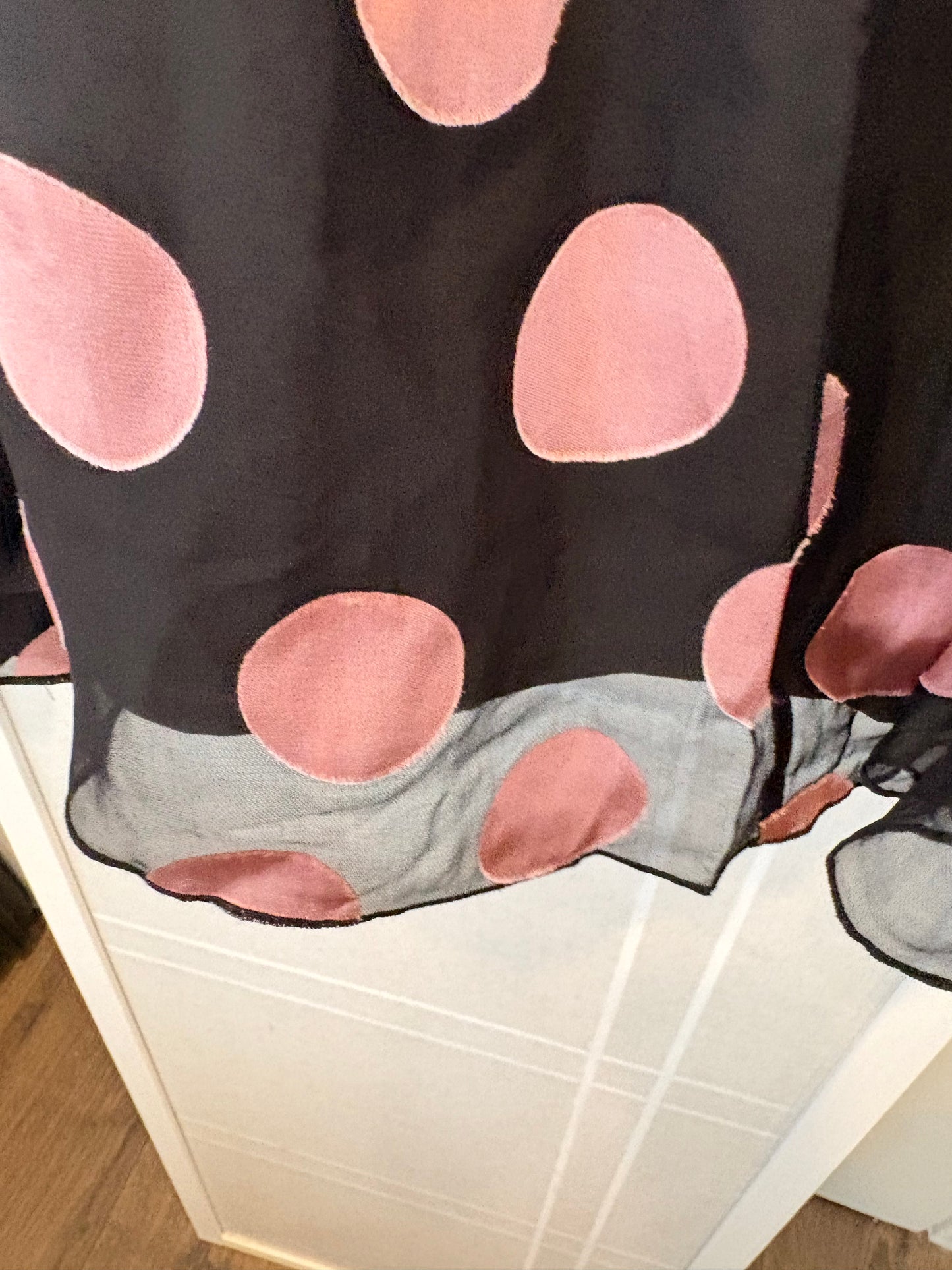 J. Peterman Black Skirt with Pink Polka Dots, Size 20