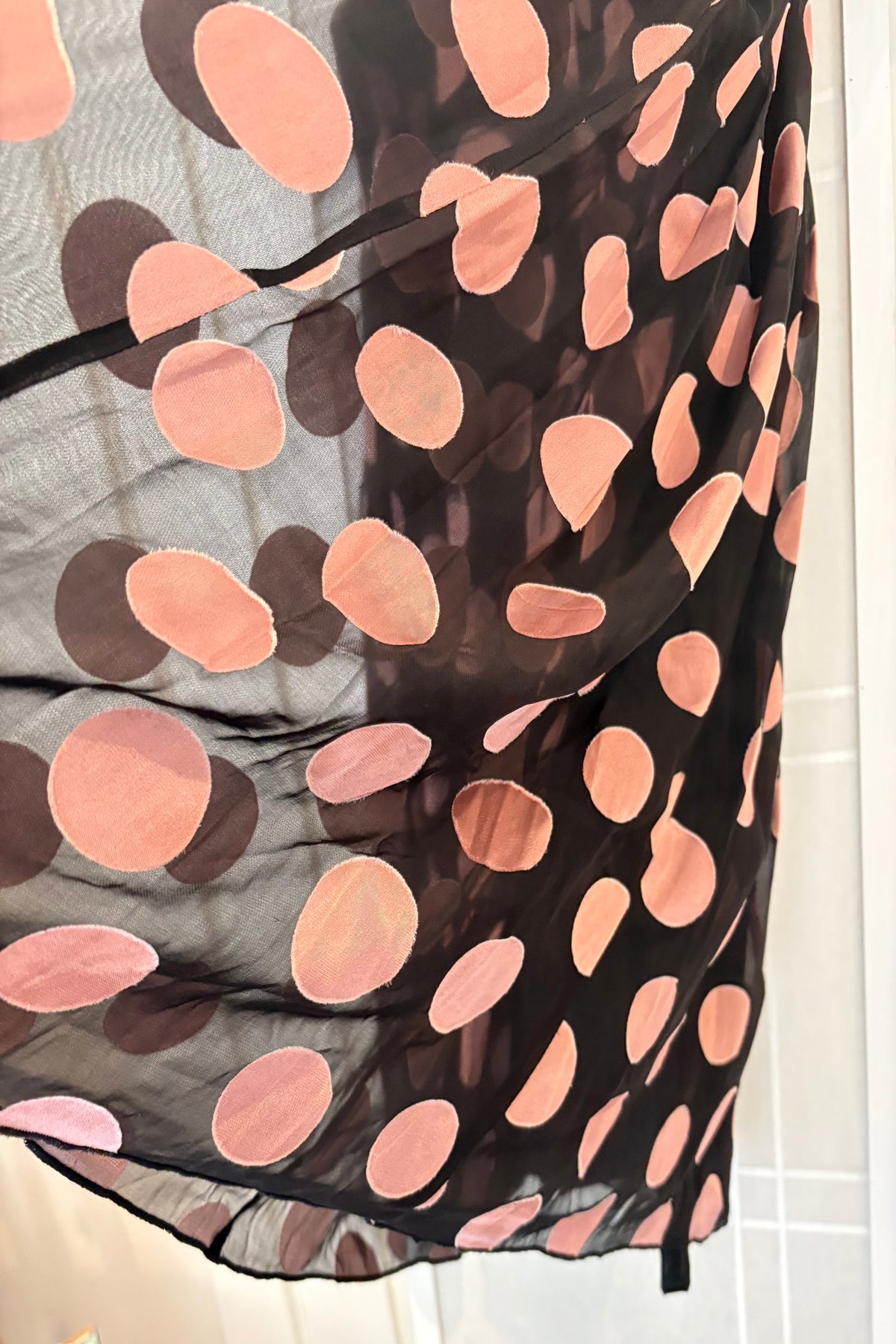 J. Peterman Black Skirt with Pink Polka Dots, Size 20