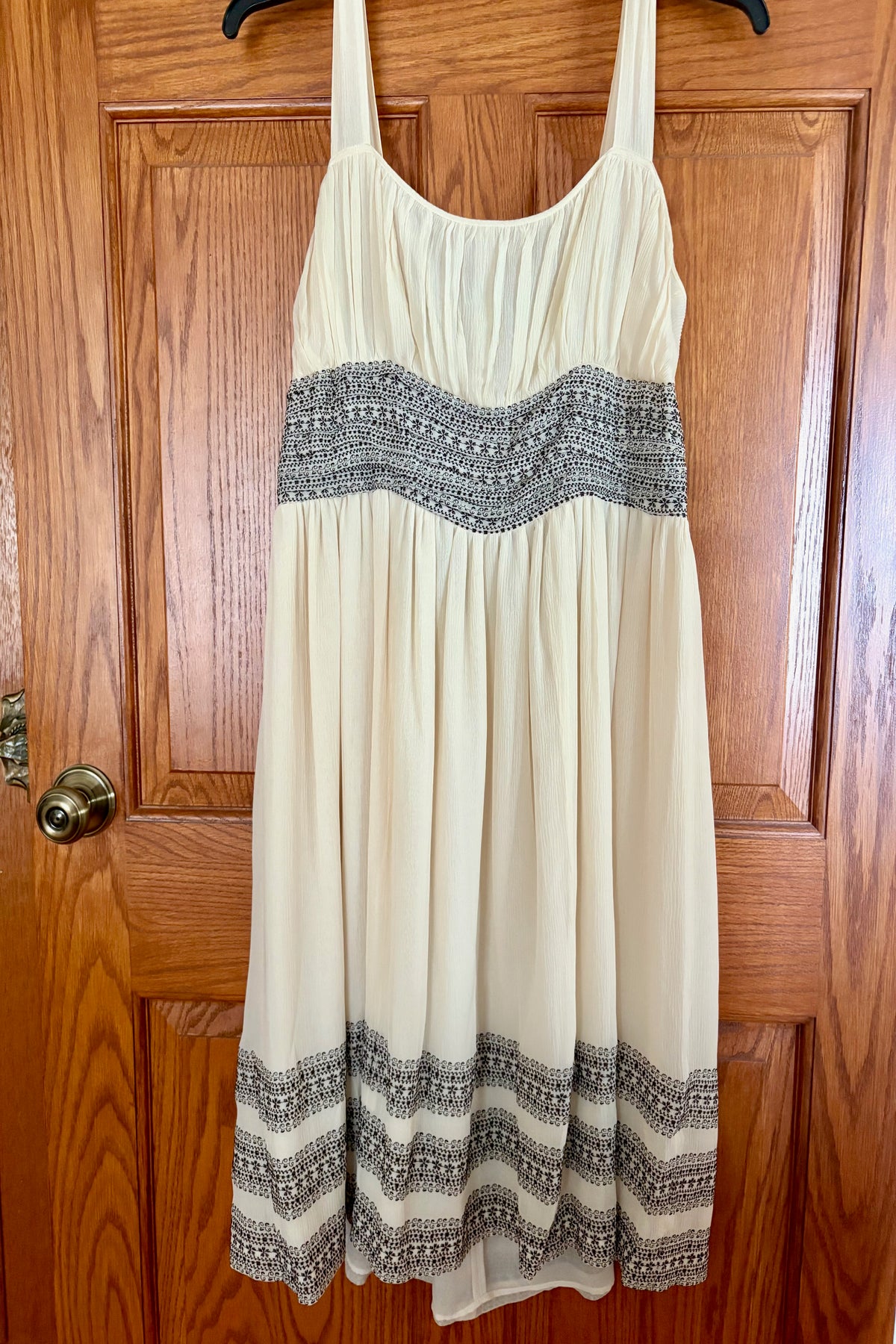 Sigrid Olsen 100% Silk Off White & Brown Dress Size 14