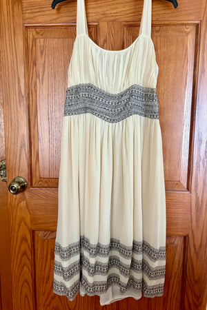 Sigrid Olsen 100% Silk Off White & Brown Dress Size 14