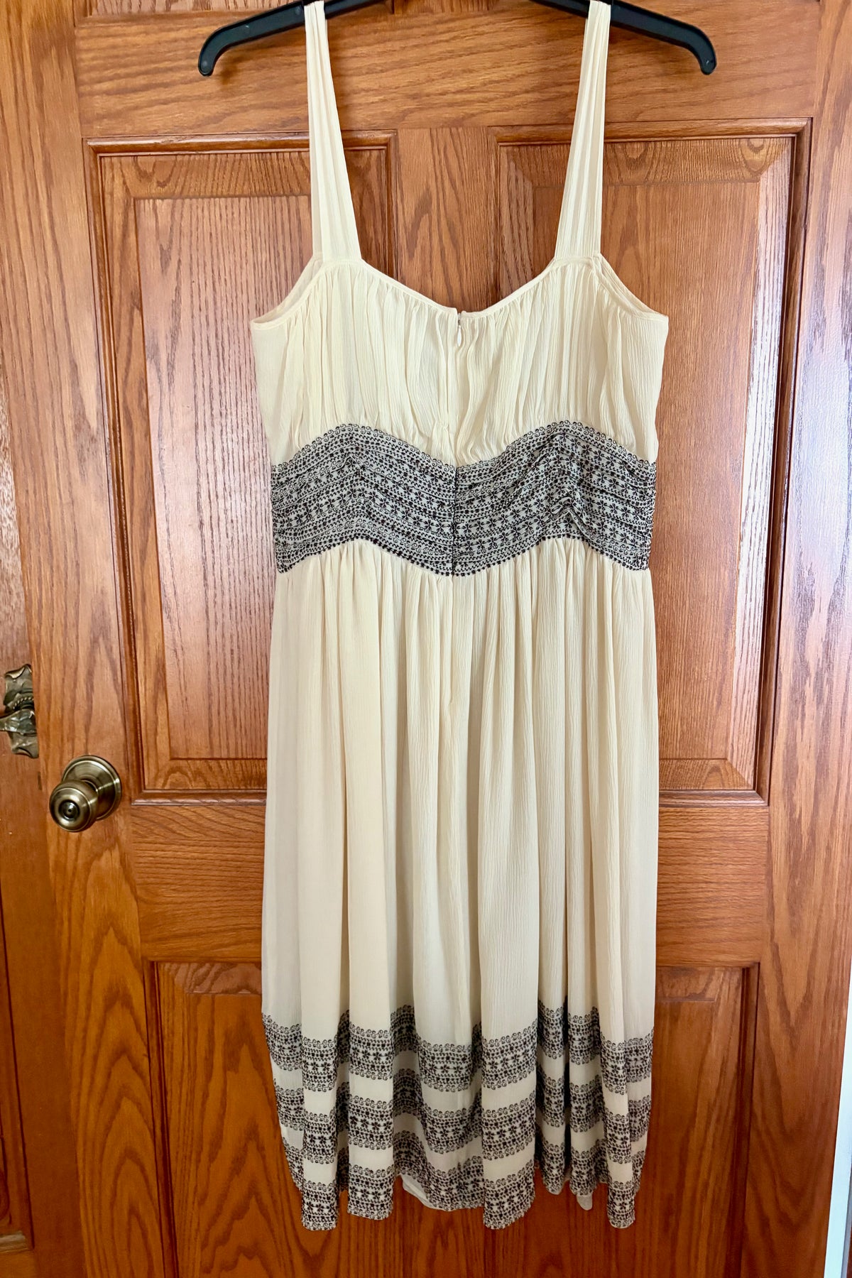 Sigrid Olsen 100% Silk Off White & Brown Dress Size 14