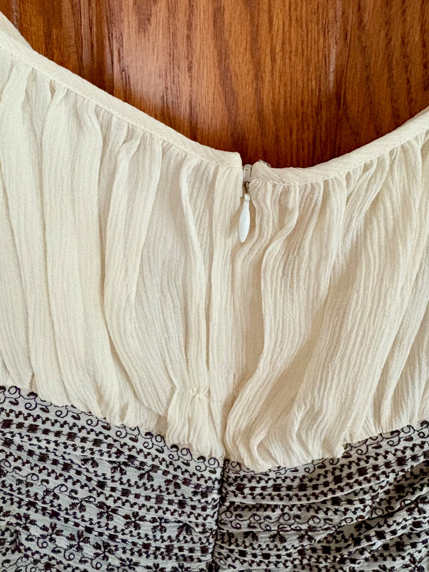Sigrid Olsen 100% Silk Off White & Brown Dress Size 14