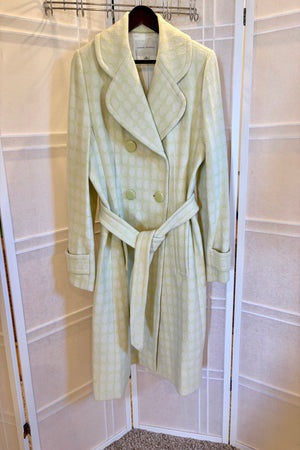 Banana Republic Light Green Coat with White Polka Dots, Size XL