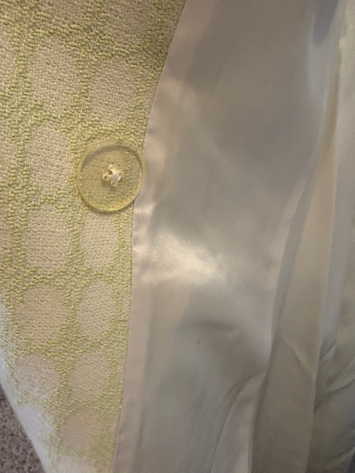 Banana Republic Light Green Coat with White Polka Dots, Size XL