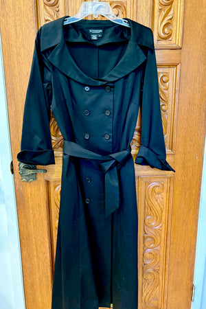 J. Peterman Black Cotton Double Breasted Dress Size 16