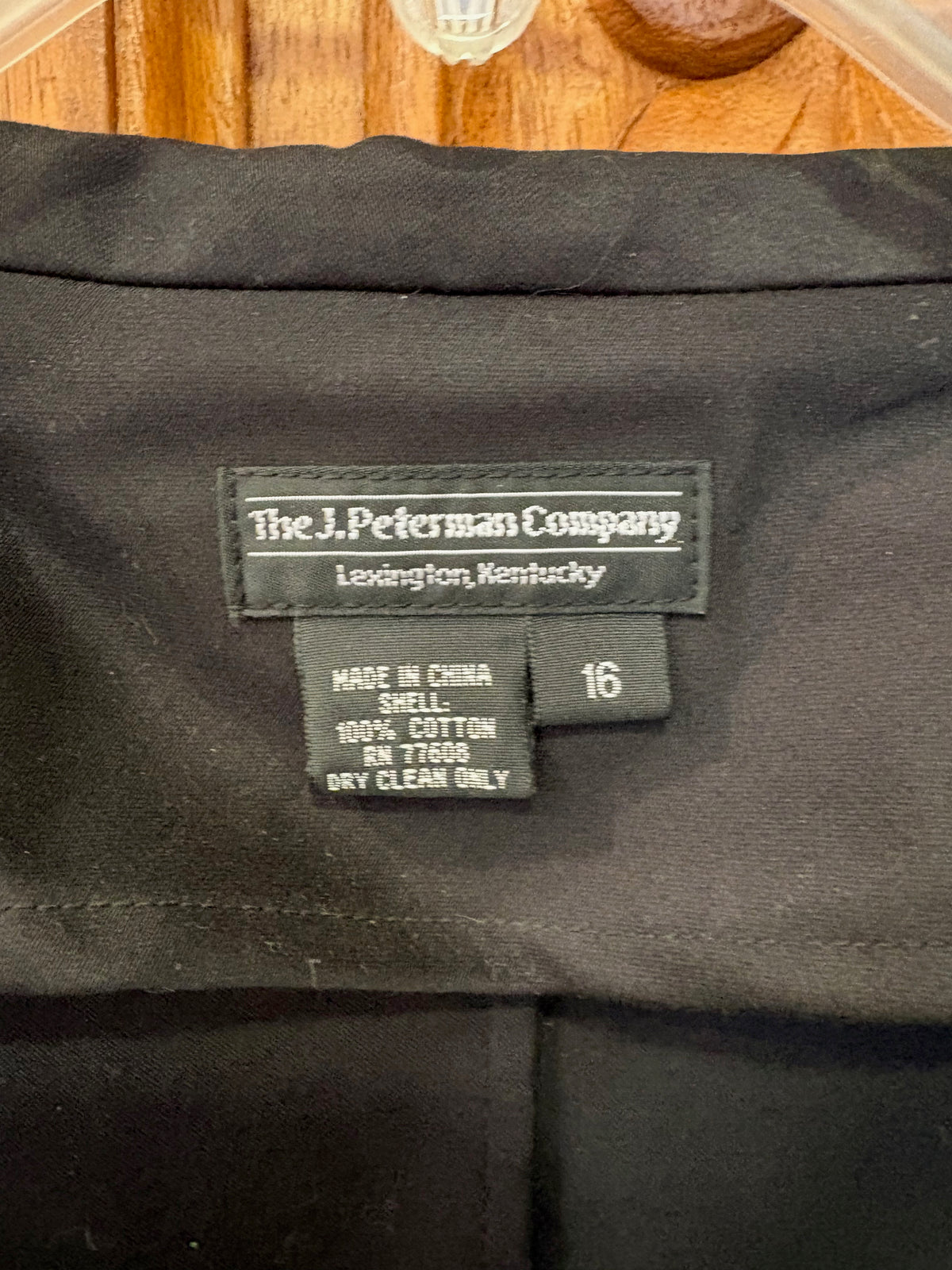 J. Peterman Black Cotton Double Breasted Dress Size 16