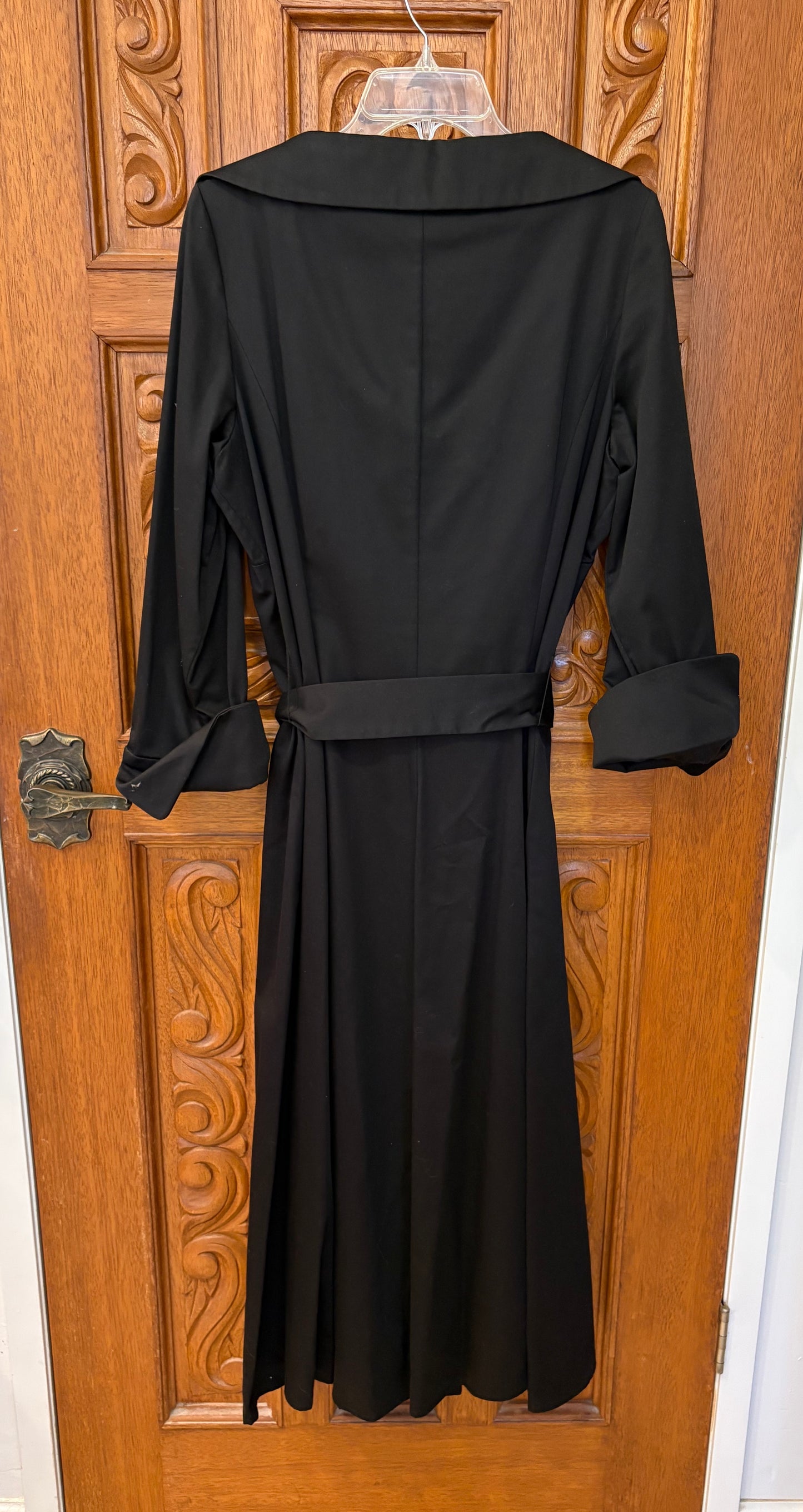J. Peterman Black Cotton Double Breasted Dress Size 16