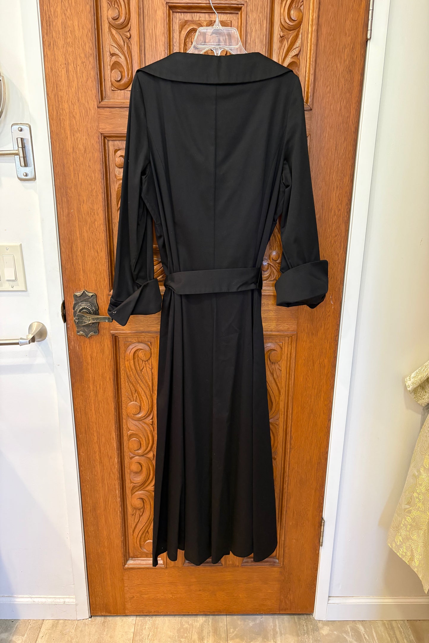 J. Peterman Black Cotton Double Breasted Dress Size 16