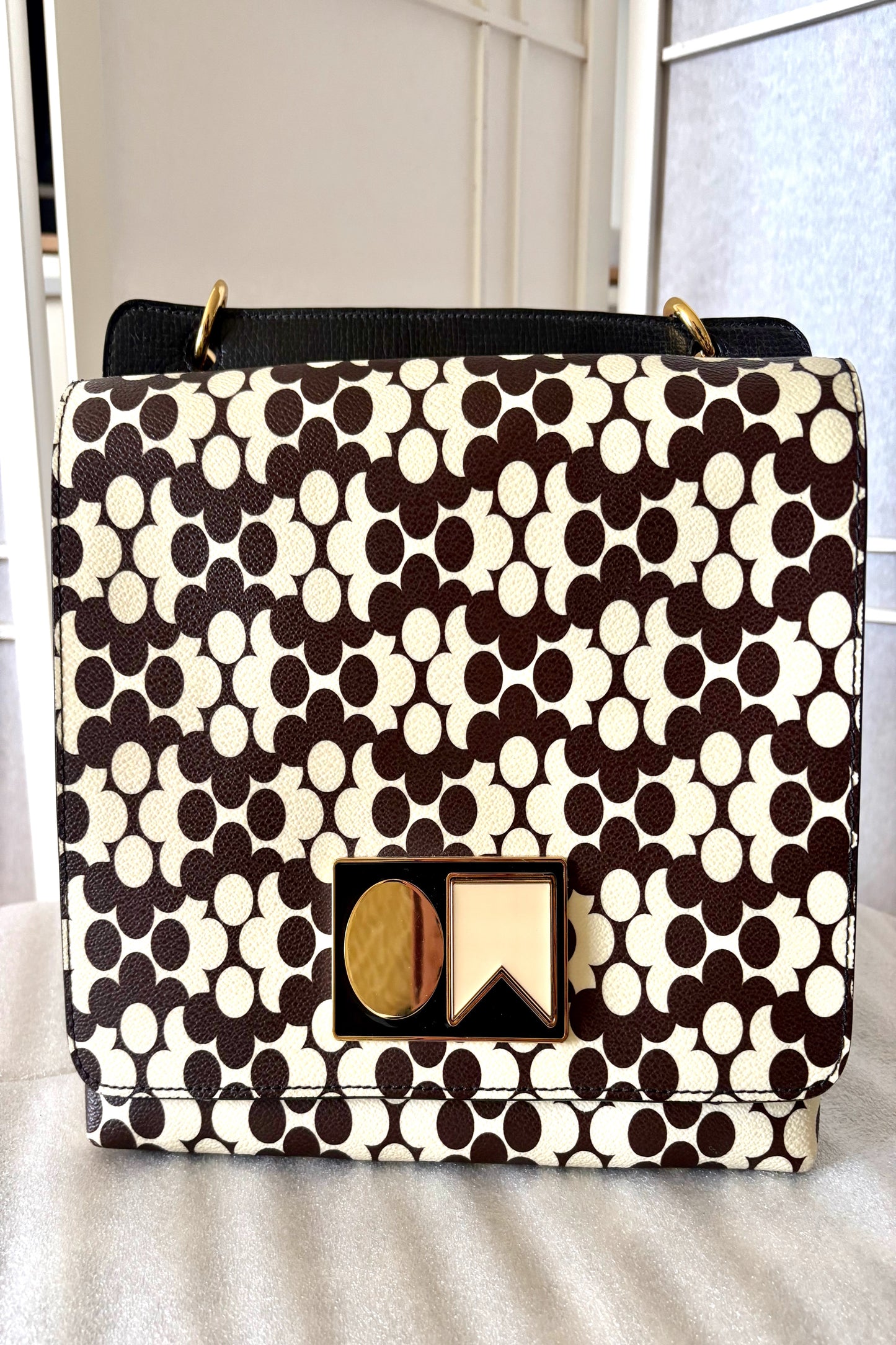 Orla Kiely Tote Bag Brown and White Abstract Flowers