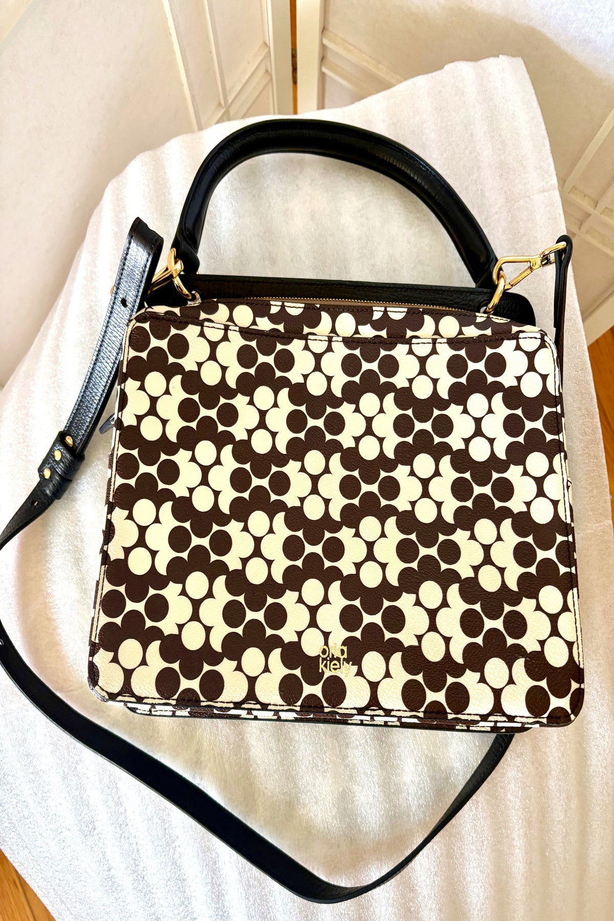 Orla Kiely Tote Bag Brown and White Abstract Flowers