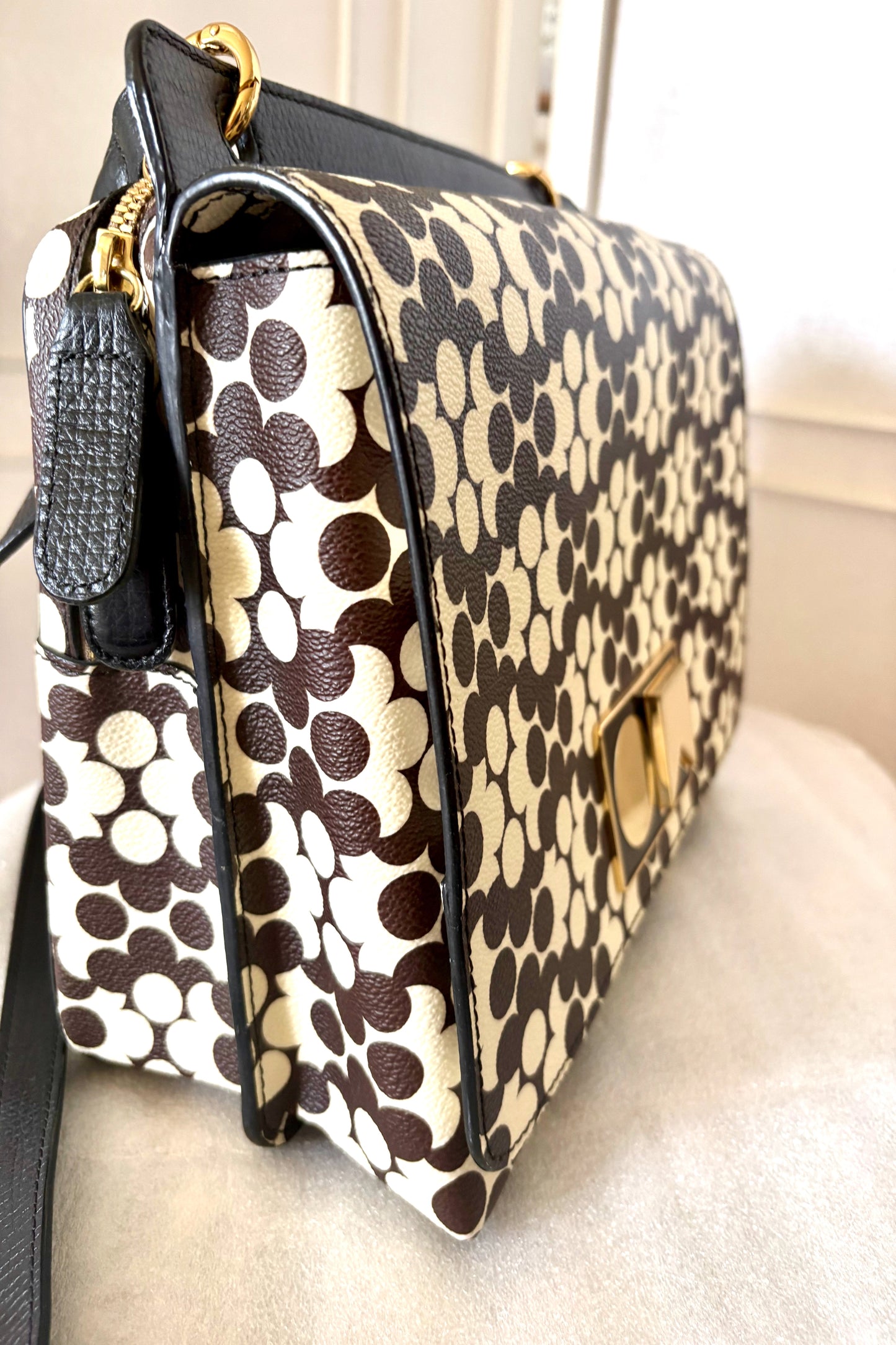 Orla Kiely Tote Bag Brown and White Abstract Flowers