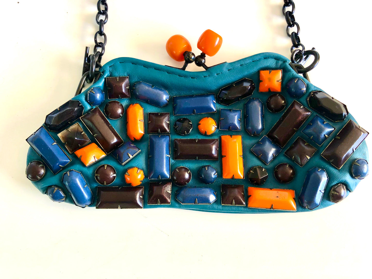 Jamin Puech Handbag with Carnelian Gemstone Clasp & Amazing Details