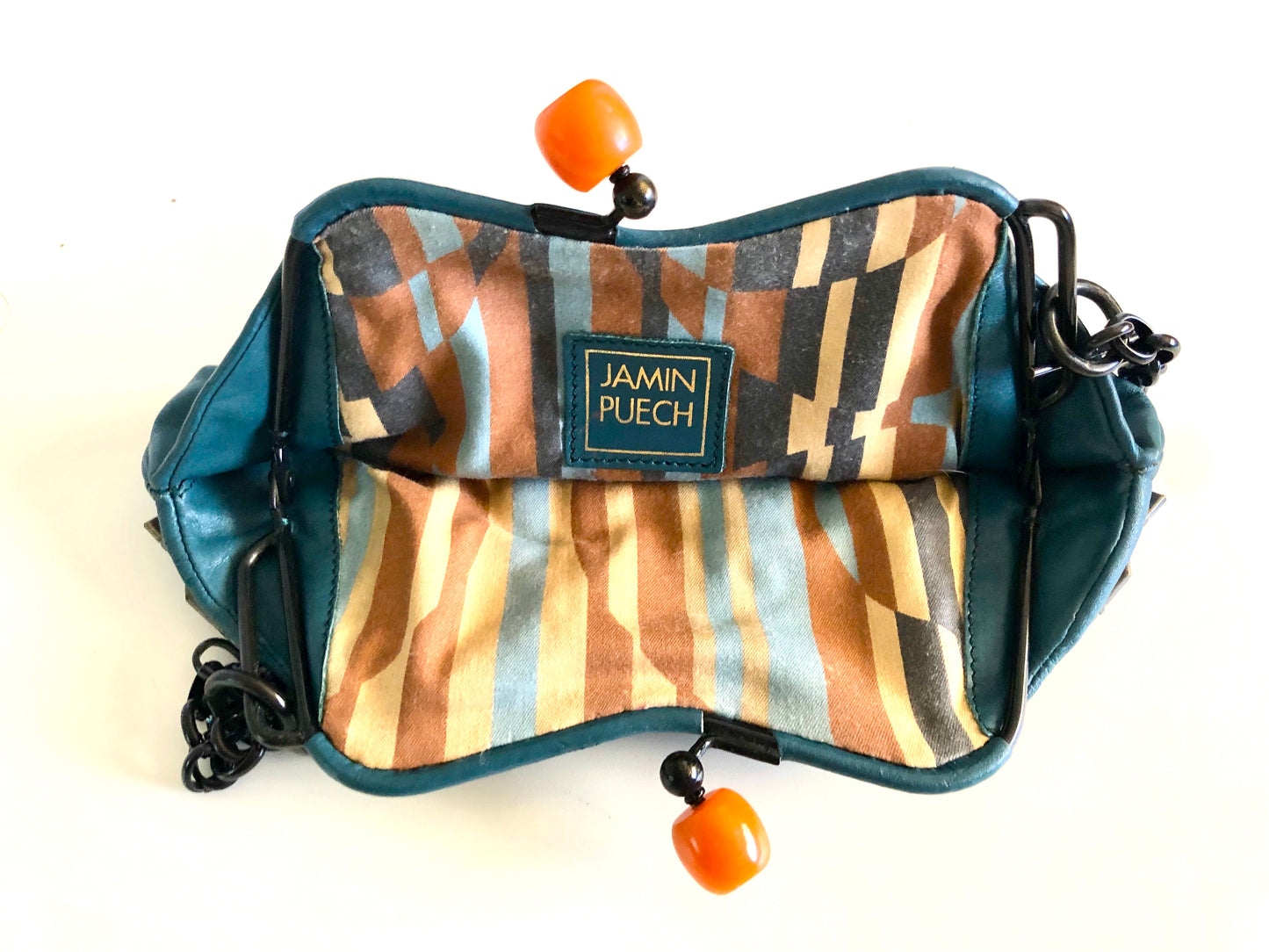 Jamin Puech Handbag with Carnelian Gemstone Clasp & Amazing Details