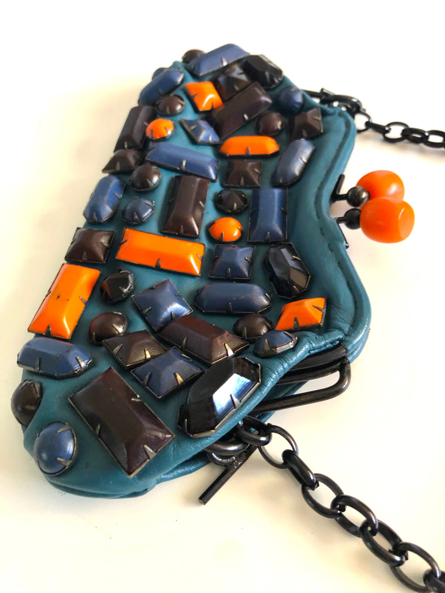 Jamin Puech Handbag with Carnelian Gemstone Clasp & Amazing Details