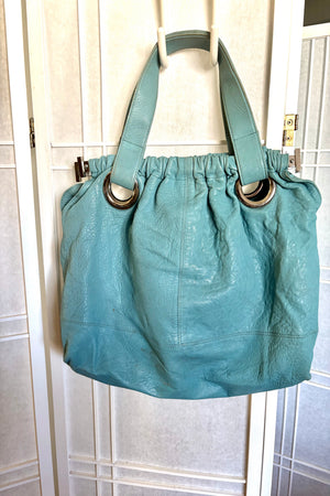 Perrin Paris Large Leather Tote Bag with Metal Accents