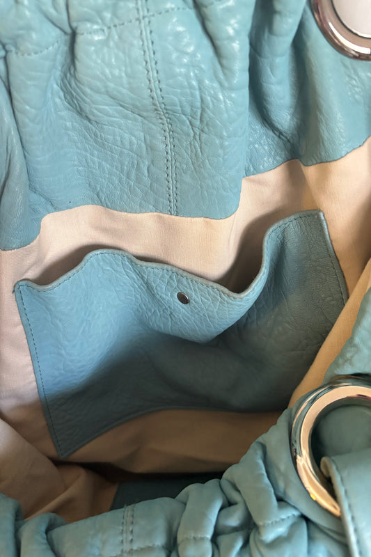 Perrin Paris Large Leather Tote Bag with Metal Accents