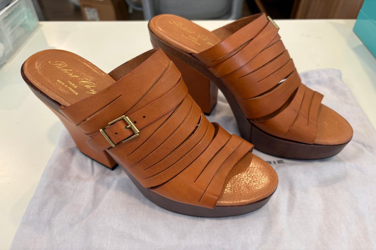 Robert Clergerie Tan Leather Platform Sandals