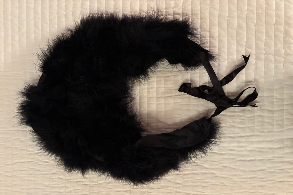 Miguelina Feather and Silk Collar with Ribbon Ties