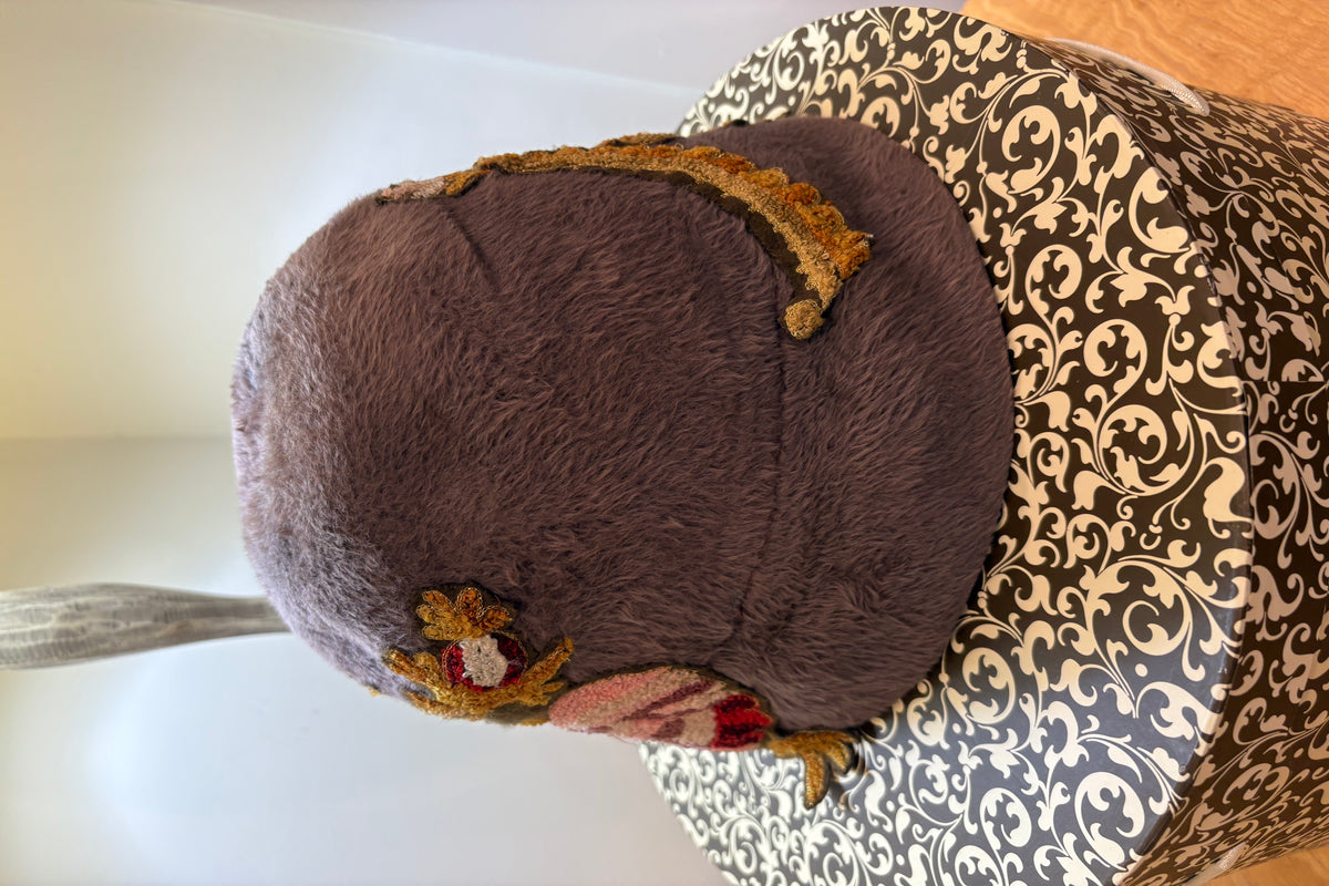 Vintage 20's Style Felt Hat with Flower Appliqué