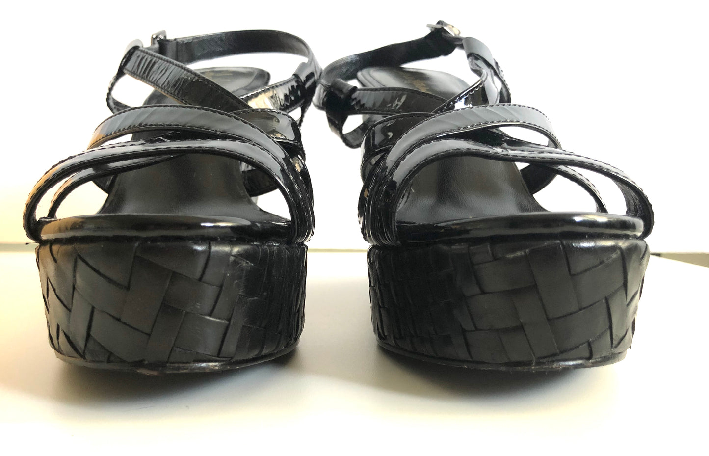 Cole Haan Black Patent Leather Platform Sandals Size 10B US